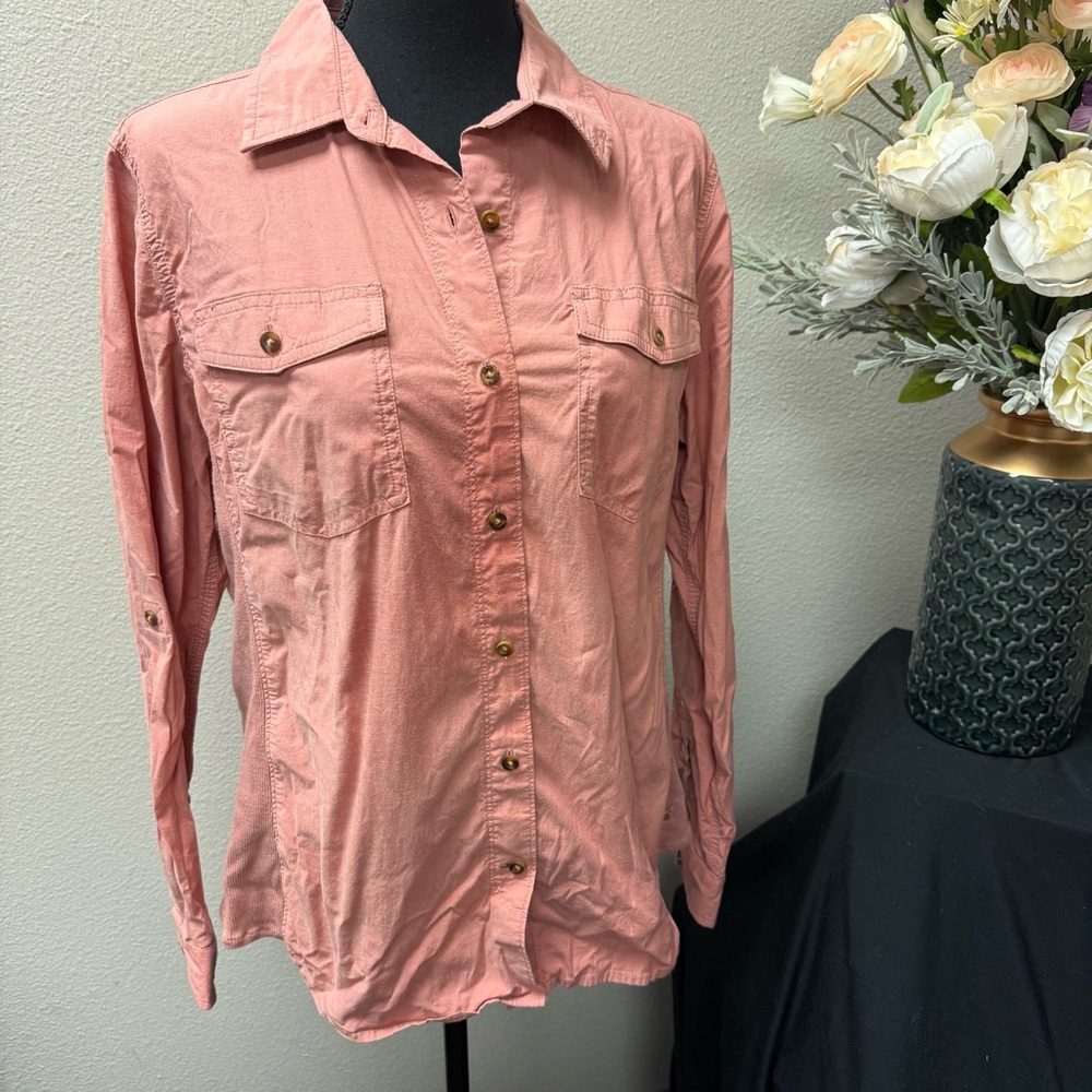 Carhartt Dusty Pink Button Front Utility Shirt L Workwear Long Sleeve Casual Top